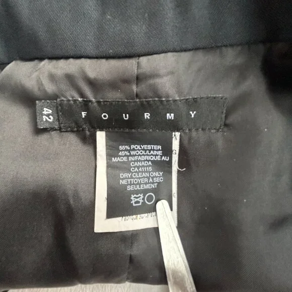 Fourmy Mens Black Notch Collar Formal Vest Size 42 Wool Blend Pocket Lightweight